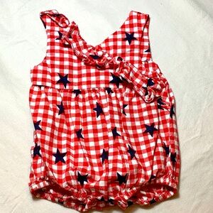 Cat & Jack Red and White Gingham Baby Romper